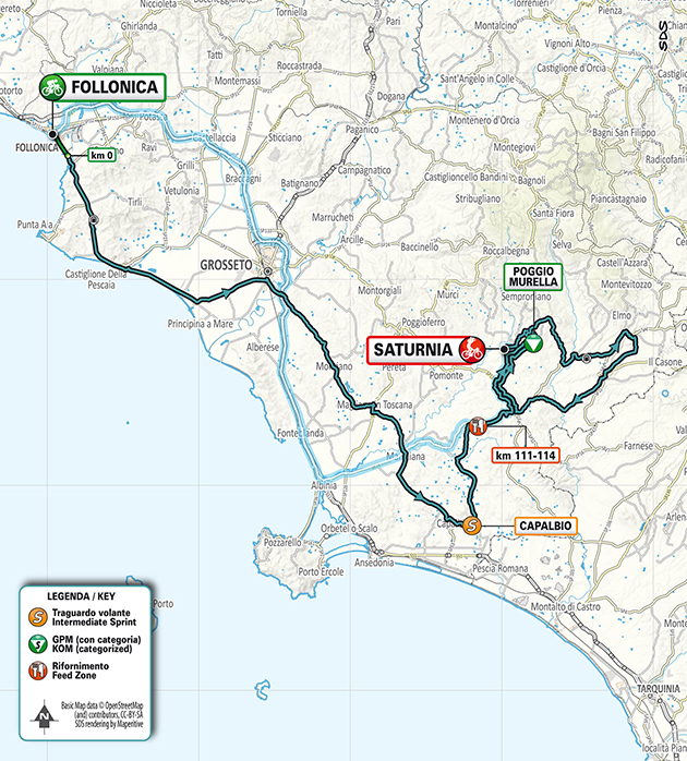 Tirreno Adriatico map